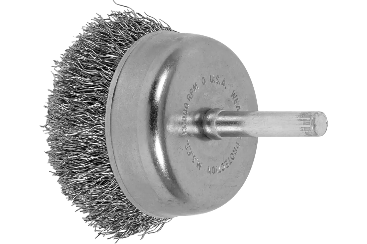 Picture of Pferd Crimped Mounted Cup Brush 2" Dia. .010 Stainless Steel 1/4" Shank